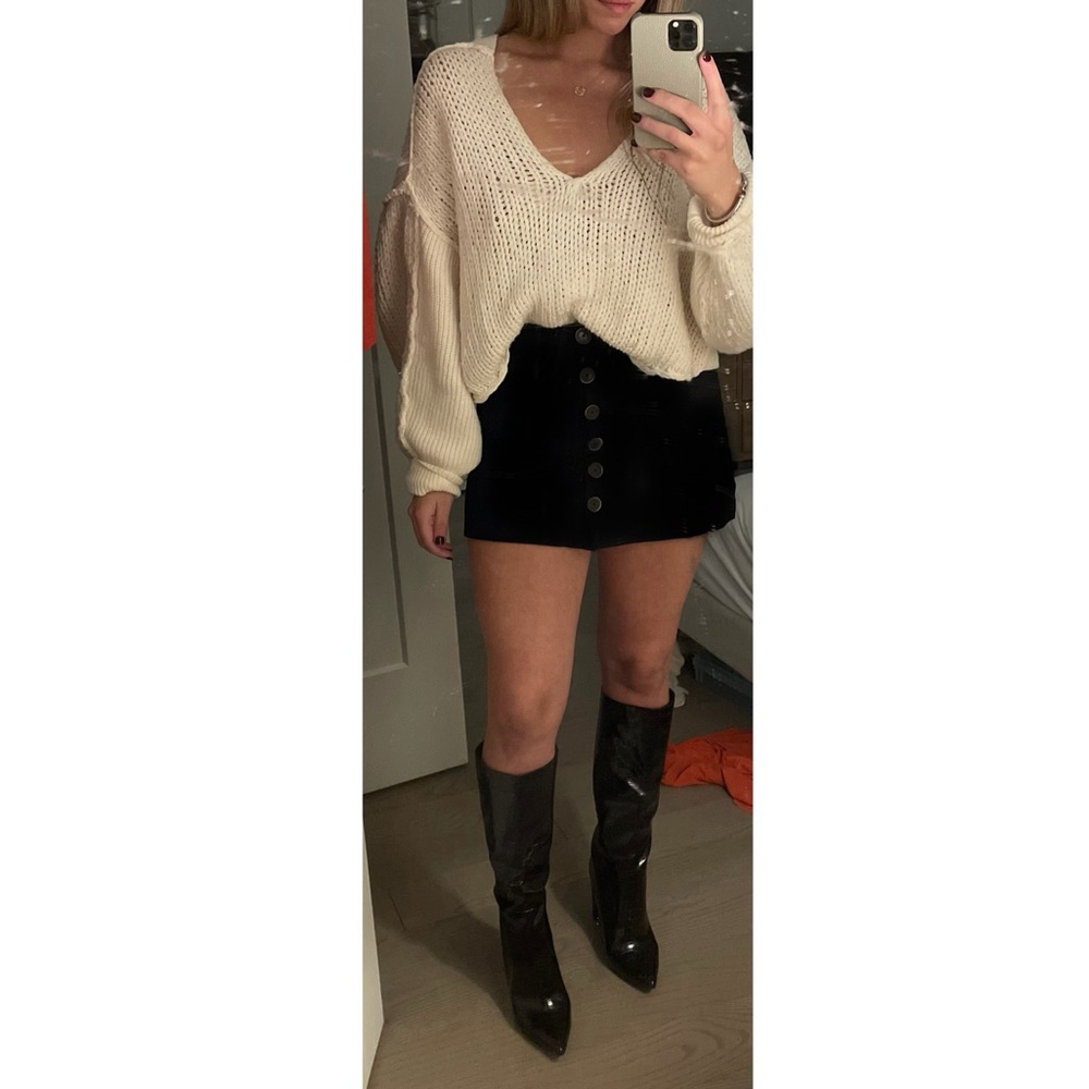 Black button down mini skirt